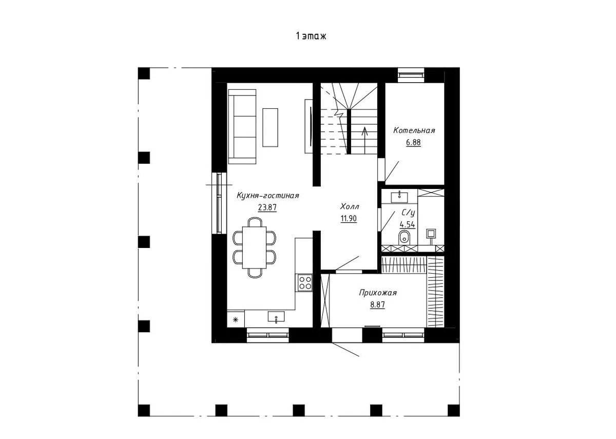 Планировка Кирпичный дом 120 м²- Борисково