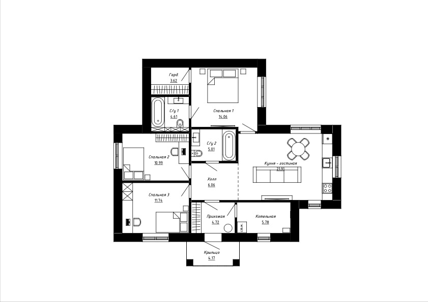 Кирпичный дом 92м2 Козловка — фото 5
